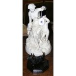 Parian figural group of Mother and child, together with a cast bronzed Scottie dog