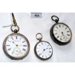 Gent's silver pocket watch, together with two others