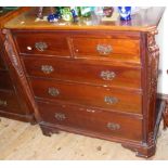 Antique style mahogany chest of two short and three long graduated drawers