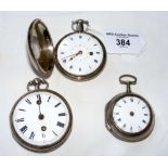 Antique silver pair cased pocket watch (for restoration) and two others