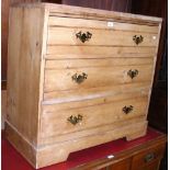 Stripped antique pine three drawer chest