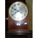 Dome top mantel clock with silvered dial - 36cm