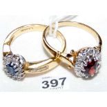 A lady's ruby and diamond ring in 18ct gold setting, together with one other