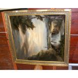 A 19th century continental school - oil on canvas - river and wood scene - 75cm x 70cm