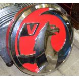 An old Vauxhall illuminated advertising sign - 68cm diameter