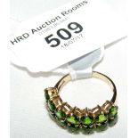 Green stone 9ct gold dress ring