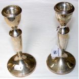 A pair of 18cm high silver candlesticks - Birmingham hallmark