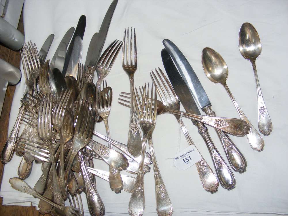 Selection of continental silver plated cutlery