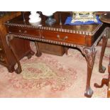 Two drawer mahogany side table on cabriole supports