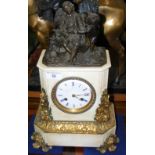 Antique French mantel clock with figural surmount and Japy Freres movement - 40cm high