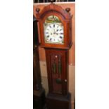A 19th century mahogany cased eight day Grandfather clock with painted arched dial - Halsted, Ryde