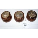 Three Garrard of London silver top trinket pots