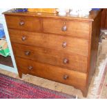 Victorian oak chest of two short and three long drawers
