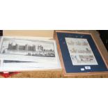 Framed cartoon print "The Chameleon", together with "Eight Views of Westminster" folio
