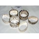 Six silver napkin rings