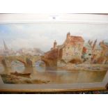 H B WIMBUSH - a watercolour of Durham - river and bridge scene - signed lower left - 40cm x 60cm