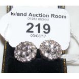 A pair of 18ct gold diamond cluster earrings - 2.2 carat total diamond weight