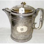 A large 19th century engraved and plated lidded jug by James Dixon & Sons - 27cm high