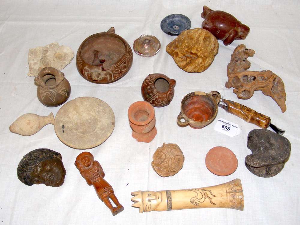 Collection of assorted Roman, Greek and other antiquities, including ceramics, bone, etc.