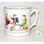 A similar antique "frog" mug with inn scene to the bowl - 13cm