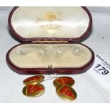 A pair of 18ct gold and enamel gent's cuff links bearing Royal Victoria Yacht Club burgees