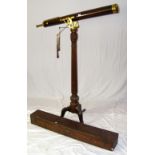 A 19th century 4in mahogany and brass telescope by Dollond of London, having brass and mahogany