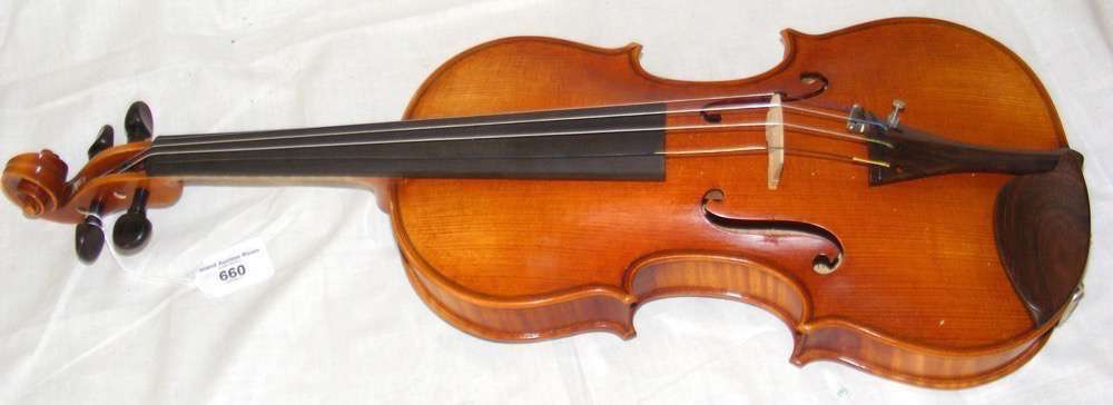 A viola with 35.5cm two-piece back by Alain Moinier, 1992 No. 57/12 - the interior label signed by