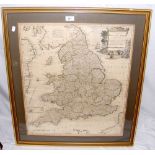 Johannes Blaeu - 17th century hand coloured map of the Isle of Wight with glazed back and