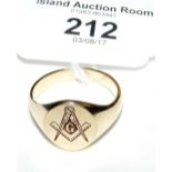 A 9ct gold Masonic signet ring