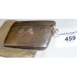 Large silver vesta case engraved "S.Y. Undine, Xmas 1926" with leather pouch