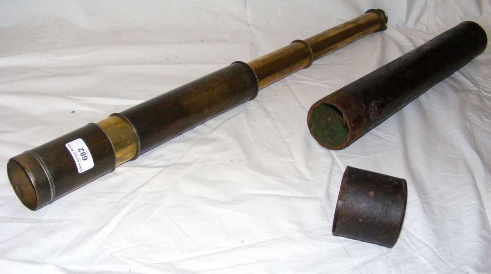 A two draw brass telescope by Whitbread, London - inscribed "E.G. Langmore - the gift of His Father,