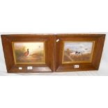 Crown Devon Fieldings hand painted porcelain plaque of pheasants - signed lower right, together with