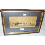 WILLIAM WYLLIE - an etching of shipping proceeding out of Portsmouth Harbour - signed in pencil by