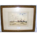 17.5cm x 25cm watercolour - "Brixham Trawlers at Anchor in Torbay" - signed Thomas Bush Hardy