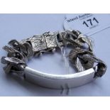 A heavy silver identity bracelet