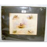 JAMES STINTON - 19cm x 25cm mounted, unframed watercolour - study of five pheasants - signed