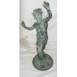 A 70cm high overall - late 19th century Naples bronze of the "Dancing Faun" (as found in Pompeii)