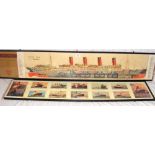 A framed RMS "Aquitania" pull-out brochure (issued by Cunard prior to the ship entering service)