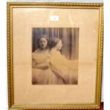 JULIA MARGARET CAMERON - 28cm x 23cm (image size) framed albumen print of Mary Hillier and Syllena