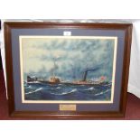 CHARLES C. HYATT - 36cm x 50cm gouache - portrait of the steamship SS "Laverock" - signed with