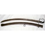 A Prussian Blucher cavalry officer's sabre complete with metal scabbard