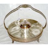 A 28cm diameter glass and silver plated hors-d'oeuvre stand - circa 1900