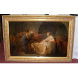 MANNER OF SEBASTIANO RICCI - 55cm x 88cm oil on canvas - allegorical scene with chained reclining