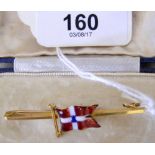 A 15ct gold and enamel East Cowes Sailing Club burgee brooch in Benzie box