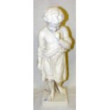 A 47cm high Art of Union London Parianware sculpture - "The Little Boat Builder" by E.B. Stephens,