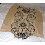 A large embroidery/wool work panel having floral border with centre motif for Earl Mountbatten (