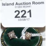 A pair of 18ct white gold diamond Solitaire stud earrings - 1.1 carat total