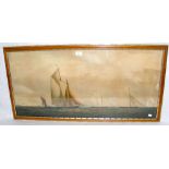 JOSIAH TAYLOR - 46cm x 98cm watercolour - "Royal Thames Yacht Club Match from Dover - 1871" - signed
