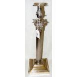 A 46cm high silver plated Corinthian column candlestick converted to lamp