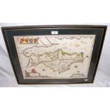 A 1695 hand coloured map by Morden - Britannia Saxonica - 38cm x 30cm